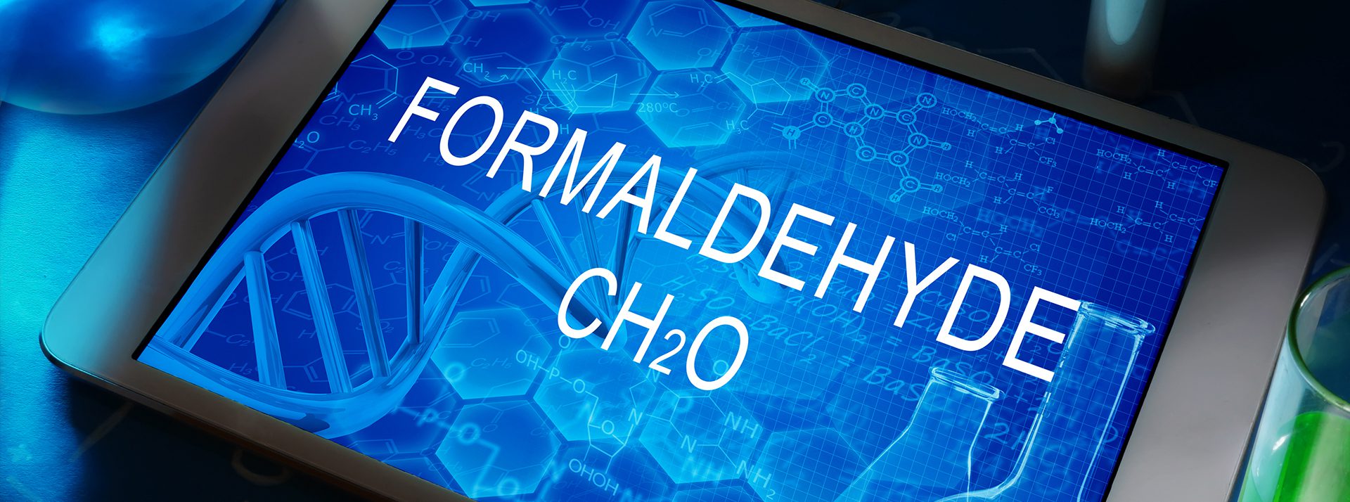 A tablet with the word formaldehyde chlo on it.