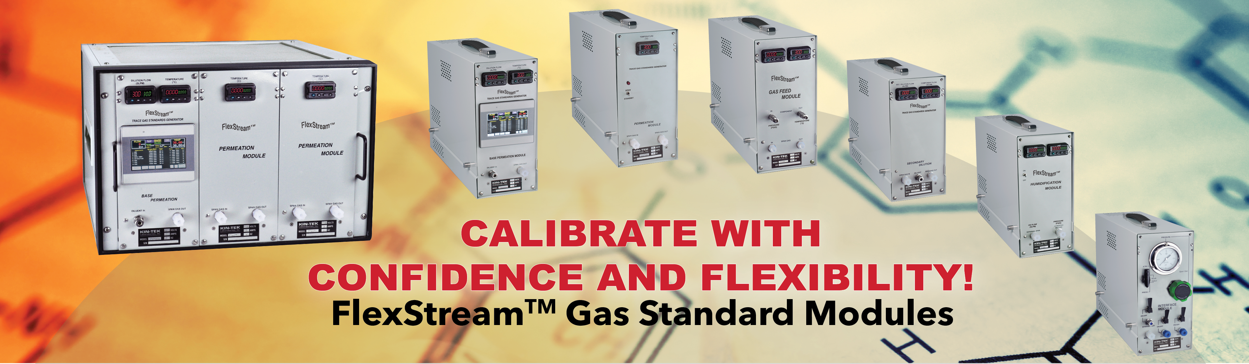 A group of gas standard modules with the words calculate with confidence and flexibility.